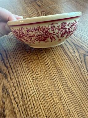 Vintage Shenango China Inca Ware Red Floral Berry Bowl Small